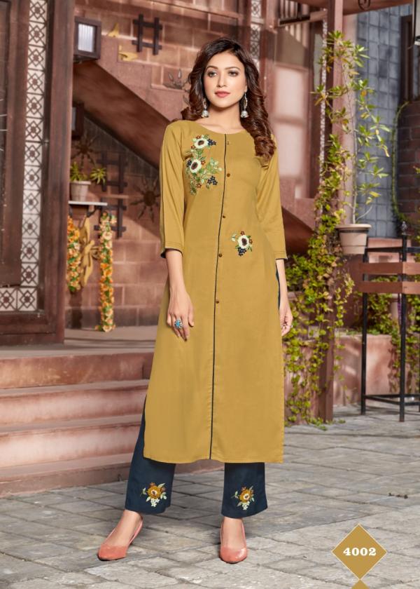 4 Colours Lime Light-Rayon-Kurti-With-Bottom